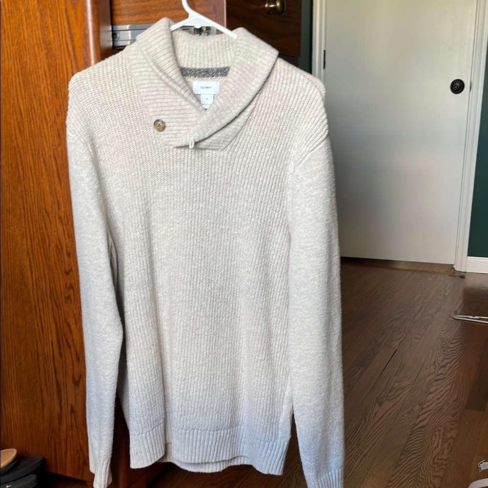 Men's Oatmeal Shawl- Collar Sweater